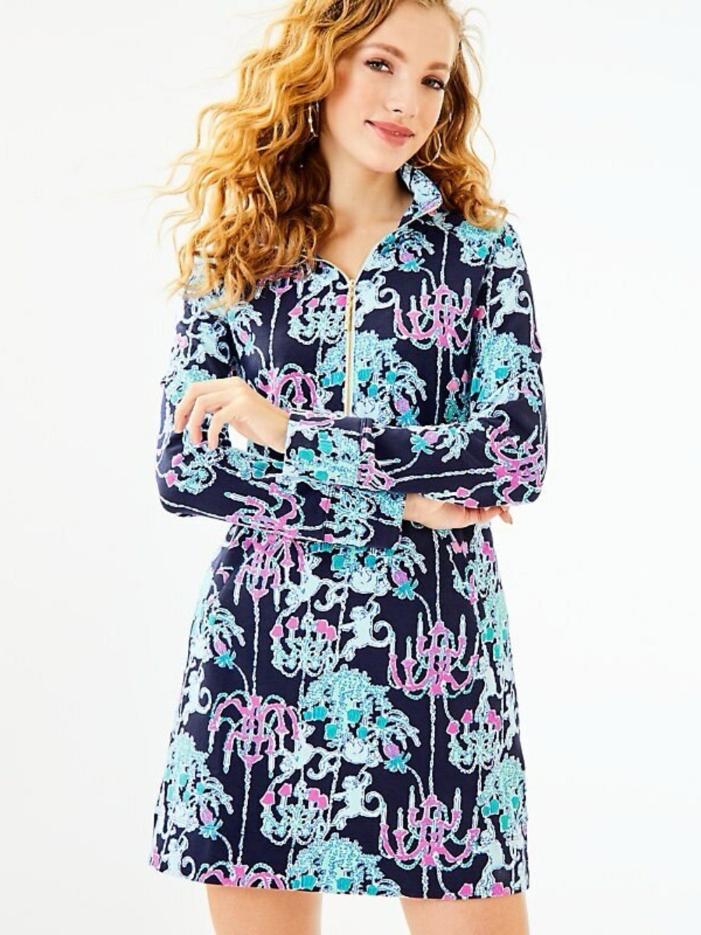 Lilly Pulitzer UPF 50+ Skipper Dress Pop Up Monkey Trouble